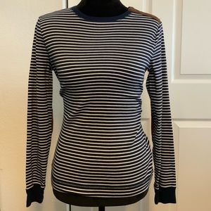 LRL navy and white striped shirt with long sleeves